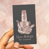 Rose Gold Nail Polnische Flasche & Blume Maniküre Visitenkarte