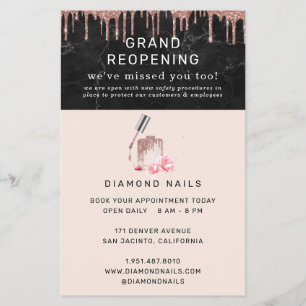 Rose Gold Nail Salon Grand Wiedereröffnung Covid S Flyer