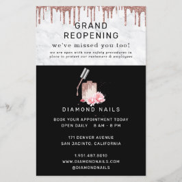 Rose Gold Nail Salon Grand Wiedereröffnung Covid S Flyer