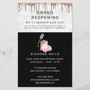 Rose Gold Nail Salon Grand Wiedereröffnung Covid S Flyer