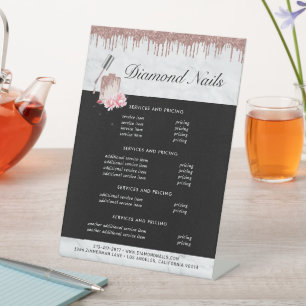 Rose Gold Nail Salon   Menüpreisliste Sockelschild