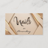 Rose Gold Nail Script Geometric Logo Gerahmt Visitenkarte (Vorderseite)
