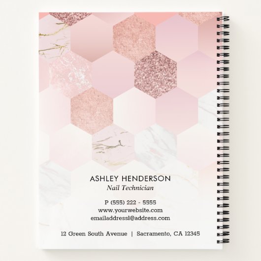 Rose Gold Nails Ernennung Notizblock (Rückseite)