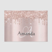 Rose Gold Name Monogram Spark Glitzer Seidenpapier (Vorderseite)