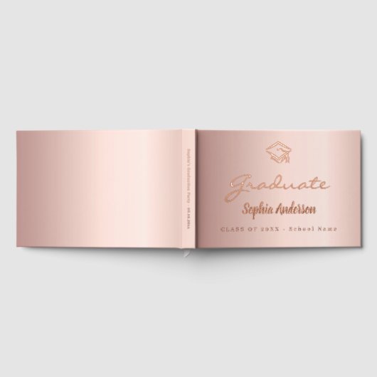 Rose Gold-Name-Skript-Abschluss Gästebuch (Voll)