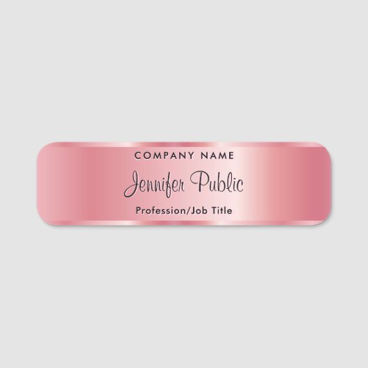 Rose Gold Name Tag Kalligrafie Skriptvorlage Namensschild (Vorderseite)