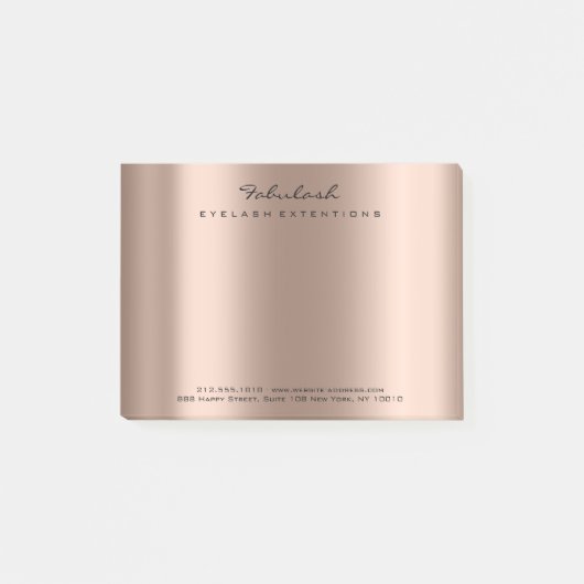 Rose Gold Name Web Telefonnummer Pink Post-it Klebezettel (Vorderseite)