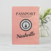 Rose Gold Nashville Passport Save the Date (Stehend Vorderseite)
