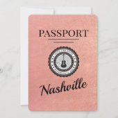 Rose Gold Nashville Passport Save the Date (Vorderseite)