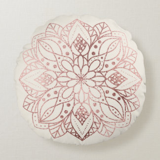 Rose Gold Natur Mandala Rundes Kissen