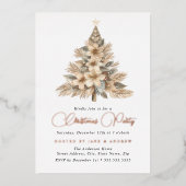 Rose Gold Natural Beige Weihnachtsbaum Folieneinladung (Vorderseite)