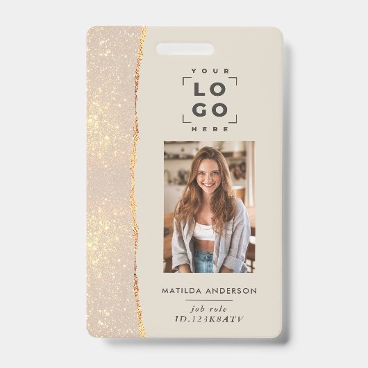 Rose Gold Naturrosa Modernes, mädchenhaftes Abzeic Ausweis (Front)