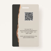 Rose Gold Naturschwarz Moderne mädchenhafte Abzeic Ausweis (Rückseite)