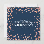 Rose Gold Navy 50. Geburtstag Glitzer Confetti Einladung (Rückseite)