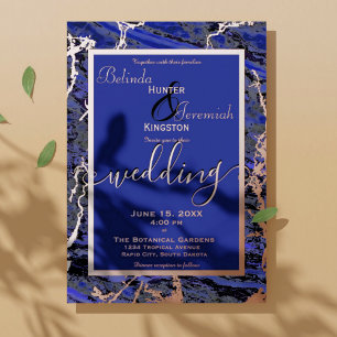Rose Gold & Navy 5" x 7" Foil Wedding Einladungen