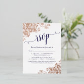 Rose Gold & Navy auf White Elegante Hochzeit UAWG Folie Einladungspostkarte (Stehend vorne)