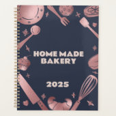 Rose Gold & Navy Backtriebwerke Bäckerei Business Planer (Vorderseite)