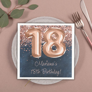 Rose Gold Navy Blau 18. Geburtstagsfeier Serviette