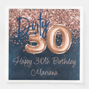 Rose Gold Navy Blau 30. Geburtstagsfeier Serviette