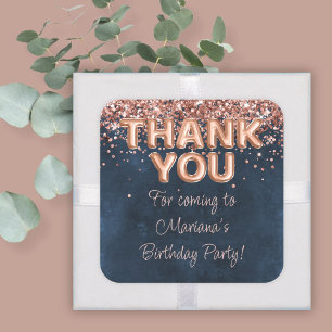Rose Gold Navy Blau Geburtstagsfeier Geschenke Quadratischer Aufkleber