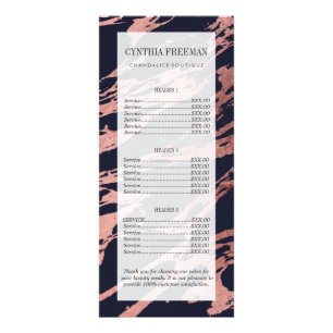 Rose Gold Navy Blau Modernes, elegantes Marmormust Werbekarte