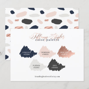 Rose Gold Navy Blau und Blush Farbpalette Karte