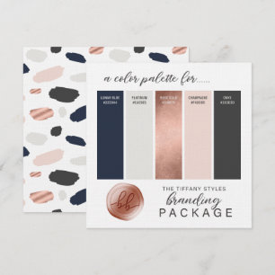 Rose Gold Navy Blau und Blush Farbpalette Karte