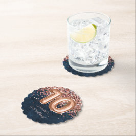 Rose Gold Navy Blue 10. Geburtstagsparty Untersetzer