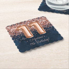 Rose Gold Navy Blue 11. Geburtstagsparty Untersetzer