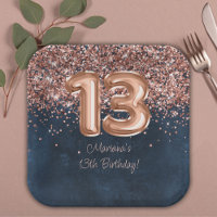 Rose Gold Navy Blue 13. Geburtstagsparty