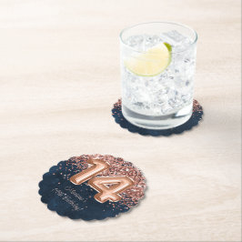 Rose Gold Navy Blue 14. Geburtstagsparty Untersetzer