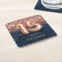 Rose Gold Navy Blue 15. Geburtstagsparty