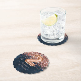Rose Gold Navy Blue 2. Geburtstag Party Untersetzer