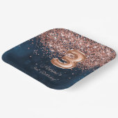 Rose Gold Navy Blue 3. Geburtstag Party Pappteller (Gewinkelt)