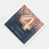 Rose Gold Navy Blue 4. Geburtstag Party Serviette (Ecke)