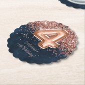Rose Gold Navy Blue 4. Geburtstag Party Untersetzer (angewinkelt)