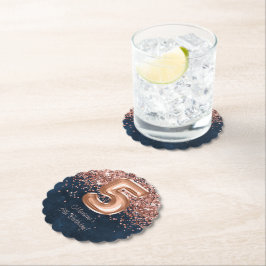 Rose Gold Navy Blue 5. Geburtstagsparty Untersetzer