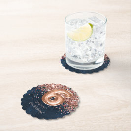 Rose Gold Navy Blue 6. Geburtstagsparty Untersetzer