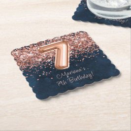 Rose Gold Navy Blue 7. Geburtstagsparty Untersetzer