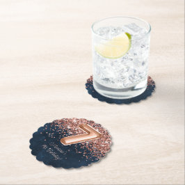 Rose Gold Navy Blue 7. Geburtstagsparty Untersetzer