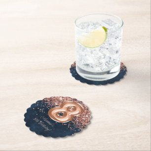 Rose Gold Navy Blue 8. Geburtstagsparty Untersetzer