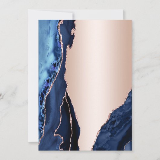 Rose Gold Navy Blue Agate 18. Einladung (Rückseite)