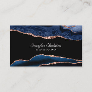 Rose Gold Navy Blue Agate Business Card Visitenkarte