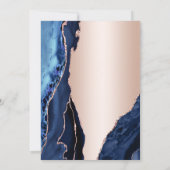 Rose Gold Navy Blue Agate Überraschung 30. Geburts Einladung (Rückseite)