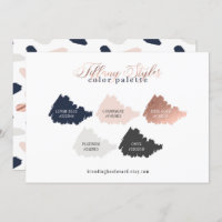Rose Gold Navy Blue & Blush Color Palette Card