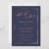 Rose Gold & Navy Blue Celebrate mit US Typografie Einladung (Vorderseite)