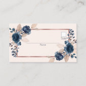 Rose Gold Navy Blue Dusty Pink Floral Wedding Platzkarte (Vorderseite)