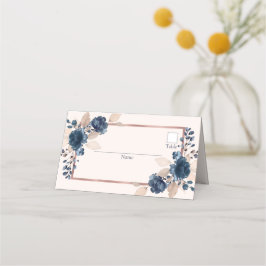 Rose Gold Navy Blue Dusty Pink Floral Wedding Platzkarte