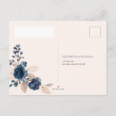 Rose Gold Navy Blue Dusty Pink Floral Wedding RSVP Einladungspostkarte (Rückseite)