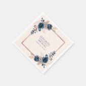 Rose Gold Navy Blue Dusty Pink Floral Wedding Serviette (Ecke)